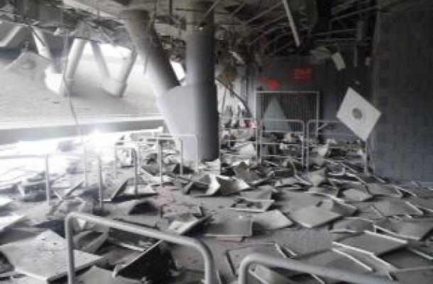 أثار الدمار التي تعرض لها ملعب دونباس أرينا