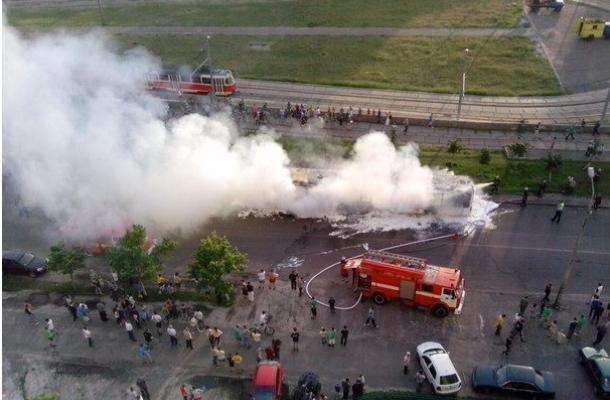 احتراق باص في العاصمة كييف دون وقوع  إصابات 